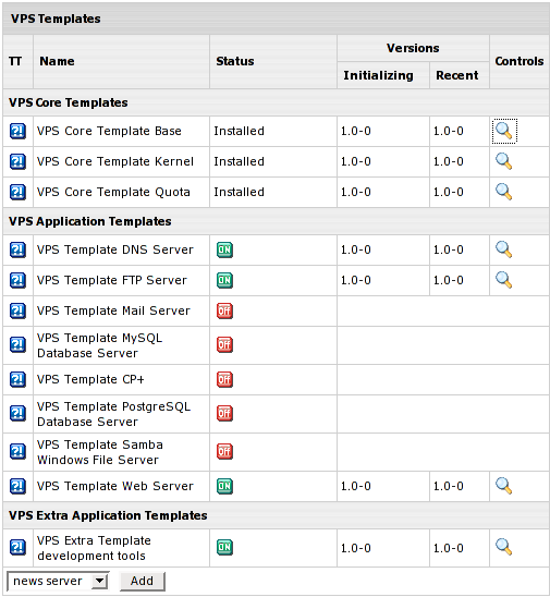 Enable VPS templates